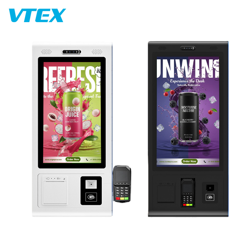 Counter Service Payment Kiosk AG Tempered Glass 21.5 27 32 Inch Wall Mount POS Self Ordering Machine