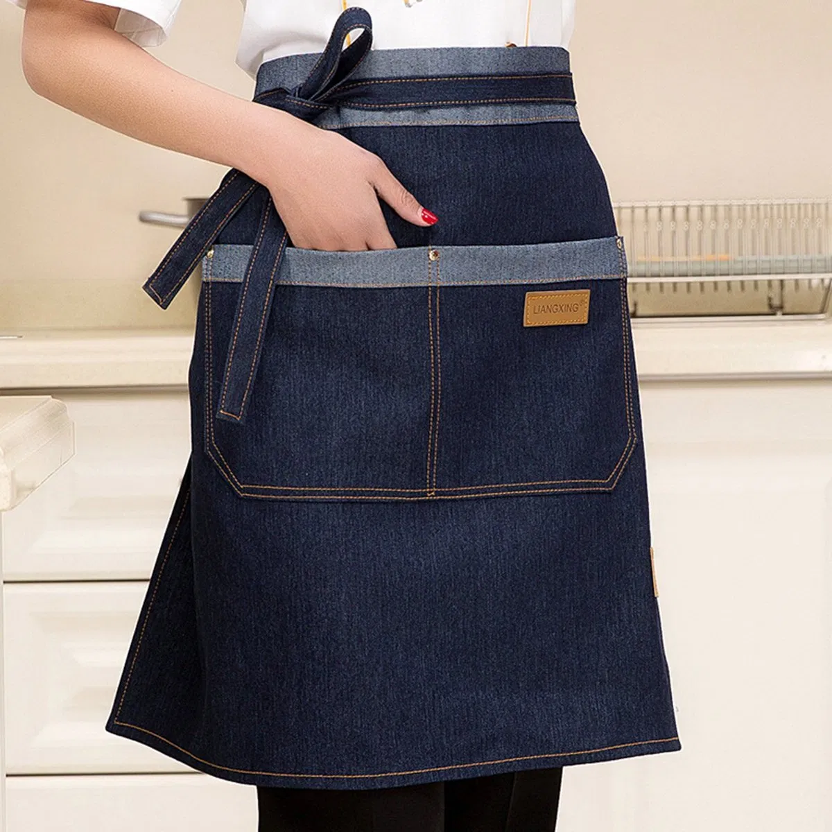 Custom Brand High Quality Half Bistro Denim Apron