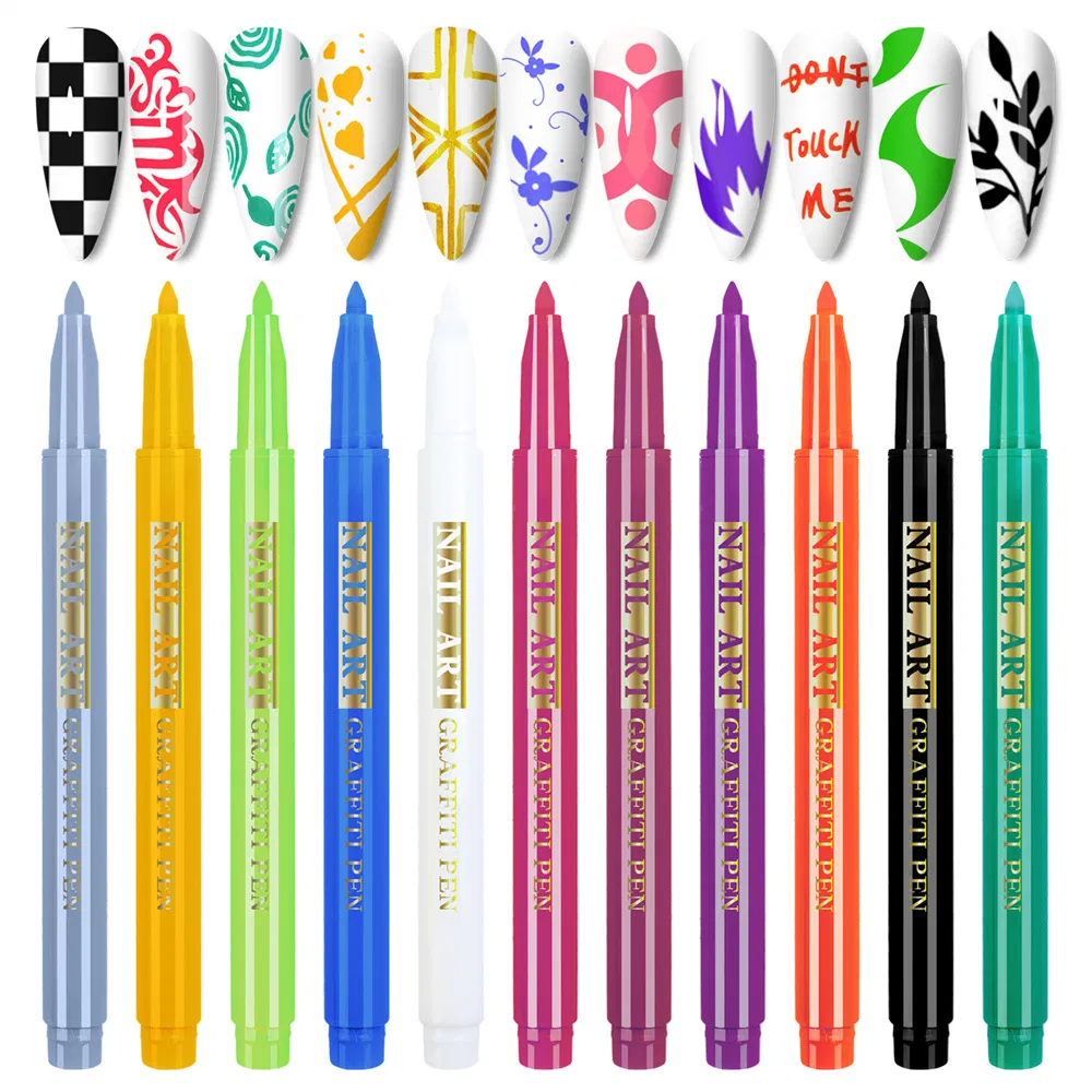 New Product Manicure One Step Glue Three in One Easy to Color Painting Pen Dizzy Pen Tracing Nail Point Flower Pen Hook Line Pen