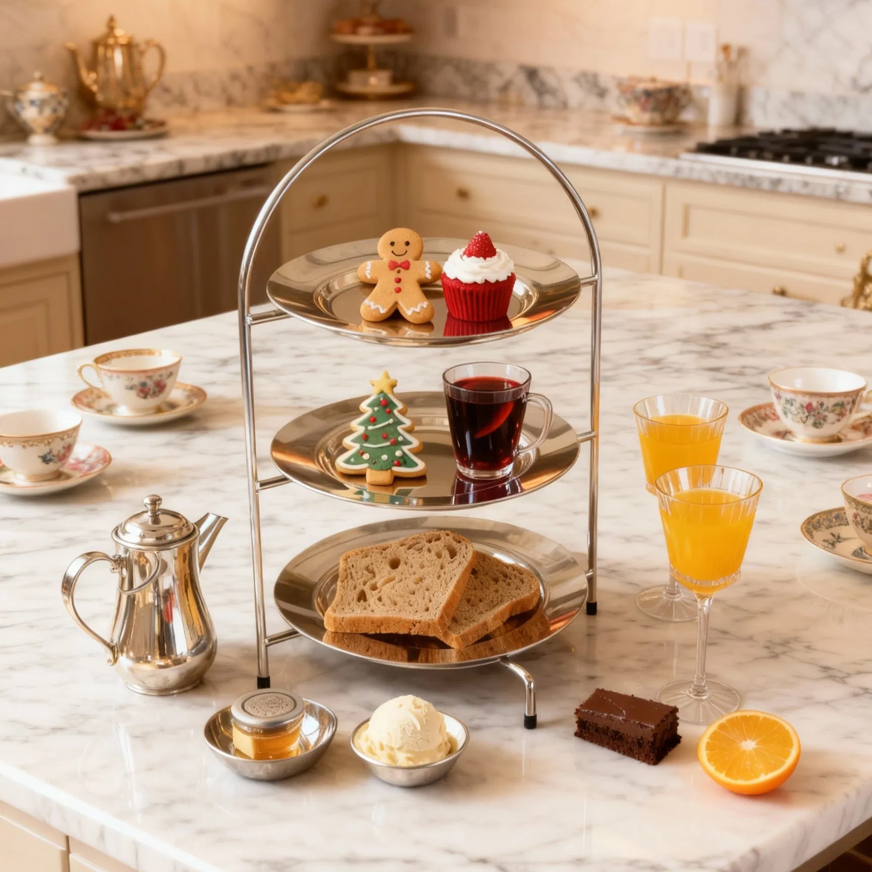 Afternoon Tea Custom Display Stand Wedding Cake Stand Stainless Steel Snack Display Metal Wire Stand