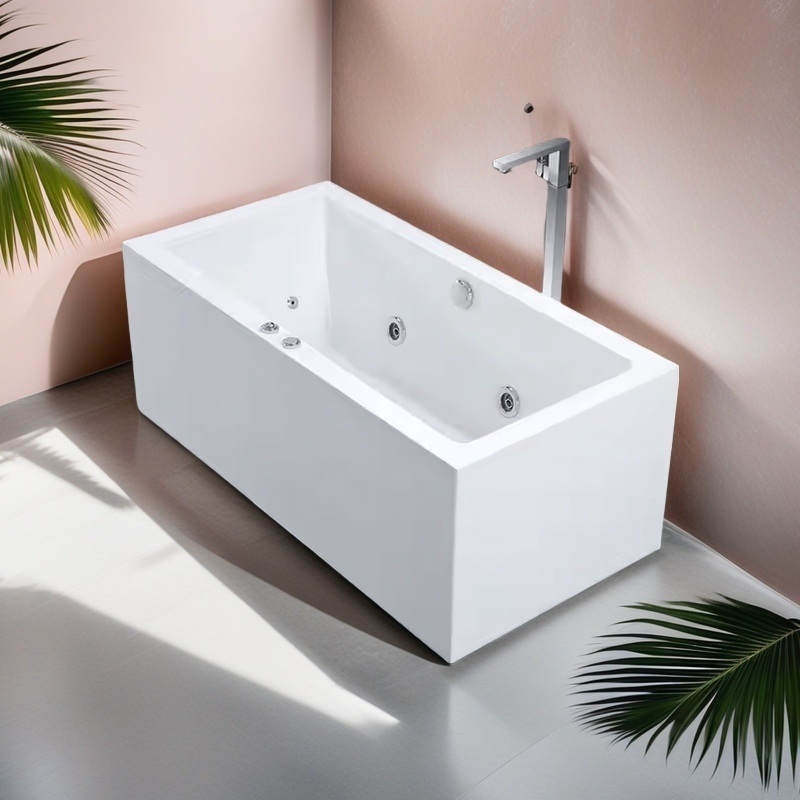 Modern Eco-Friendly Heated Hydrotherapy Acrylic Freestanding Massage Bathtub for Deep Soaking