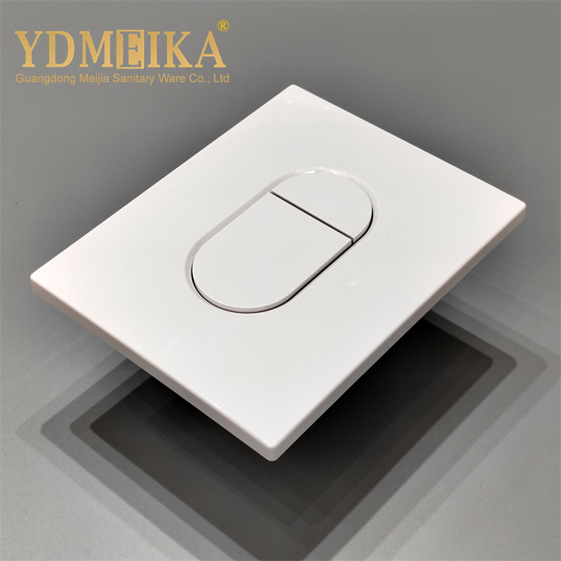 ABS Concealed Tank Toilet Button White Glass Smart Bathroom Concealed Plastic Wall Flush Button Panel