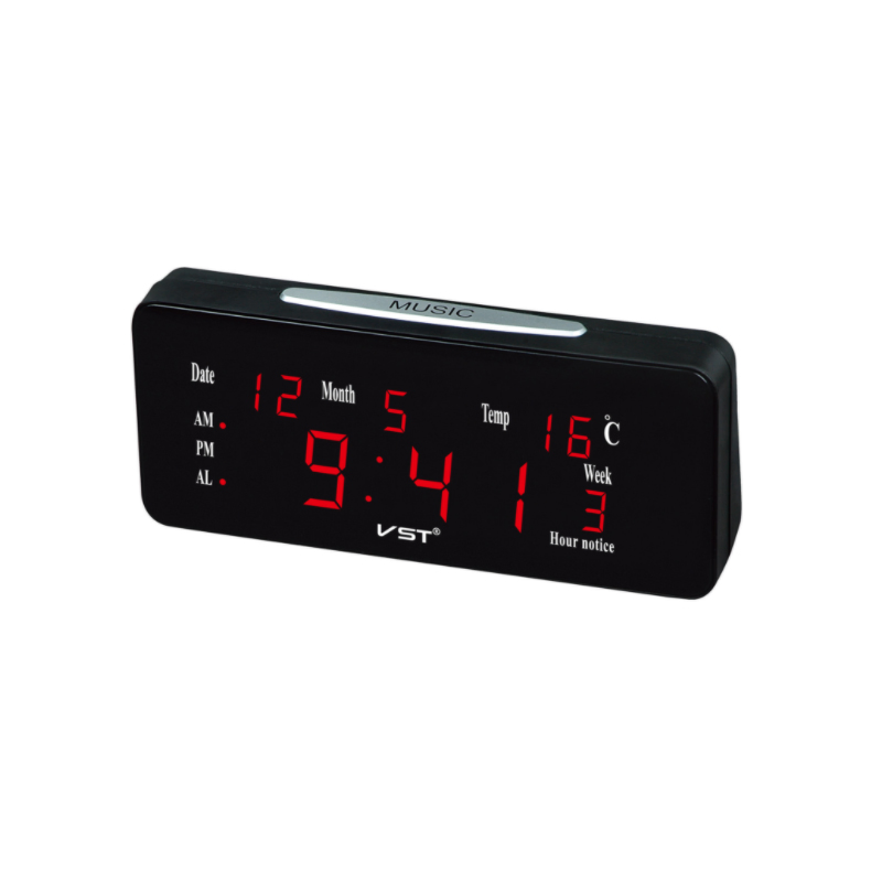 LED Home Electronic Clock Calendar Date Temperature Seat Alarm Clock