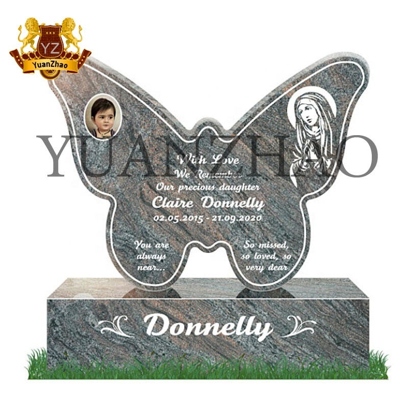 European Design Stone Carving Monument Headstone Hand Carved Black Granite Tombstone