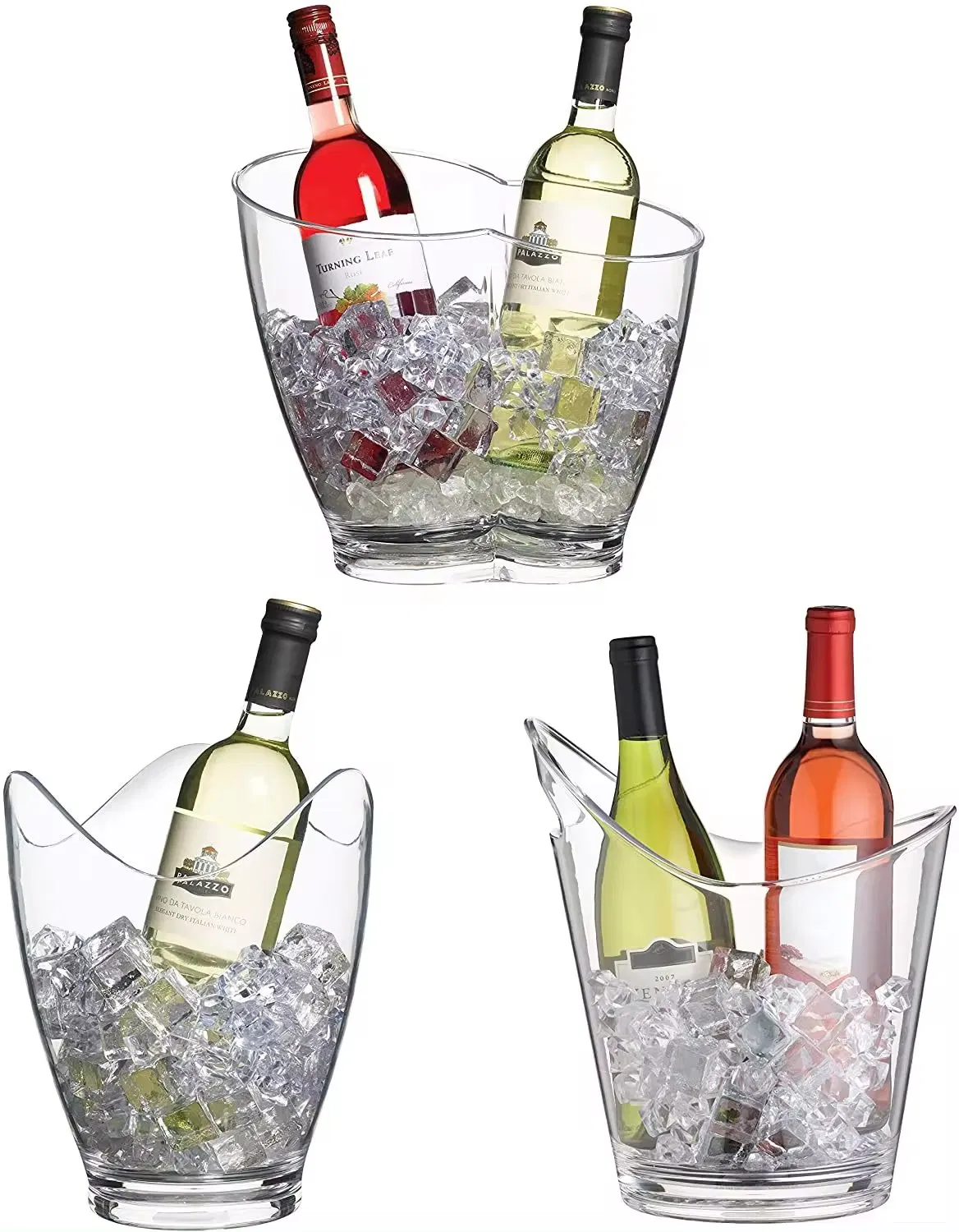 Factory Directly Sell Eco-Friendiy Plastic Transparent 5L Ice Bucket Wine Beer Ice Bucket Beverage Tubs Ice Buckets for Crystal Head Reyka Samuel Adams