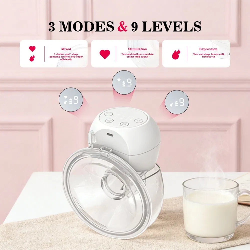 3 Modes & 9 Levels BPA Free Breast Pump Wearable Breast Pump Hands Free Portable Electric Breast Pump
