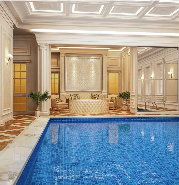 Мозаика для бассейна 300x300 мм, синяя, стеклянная