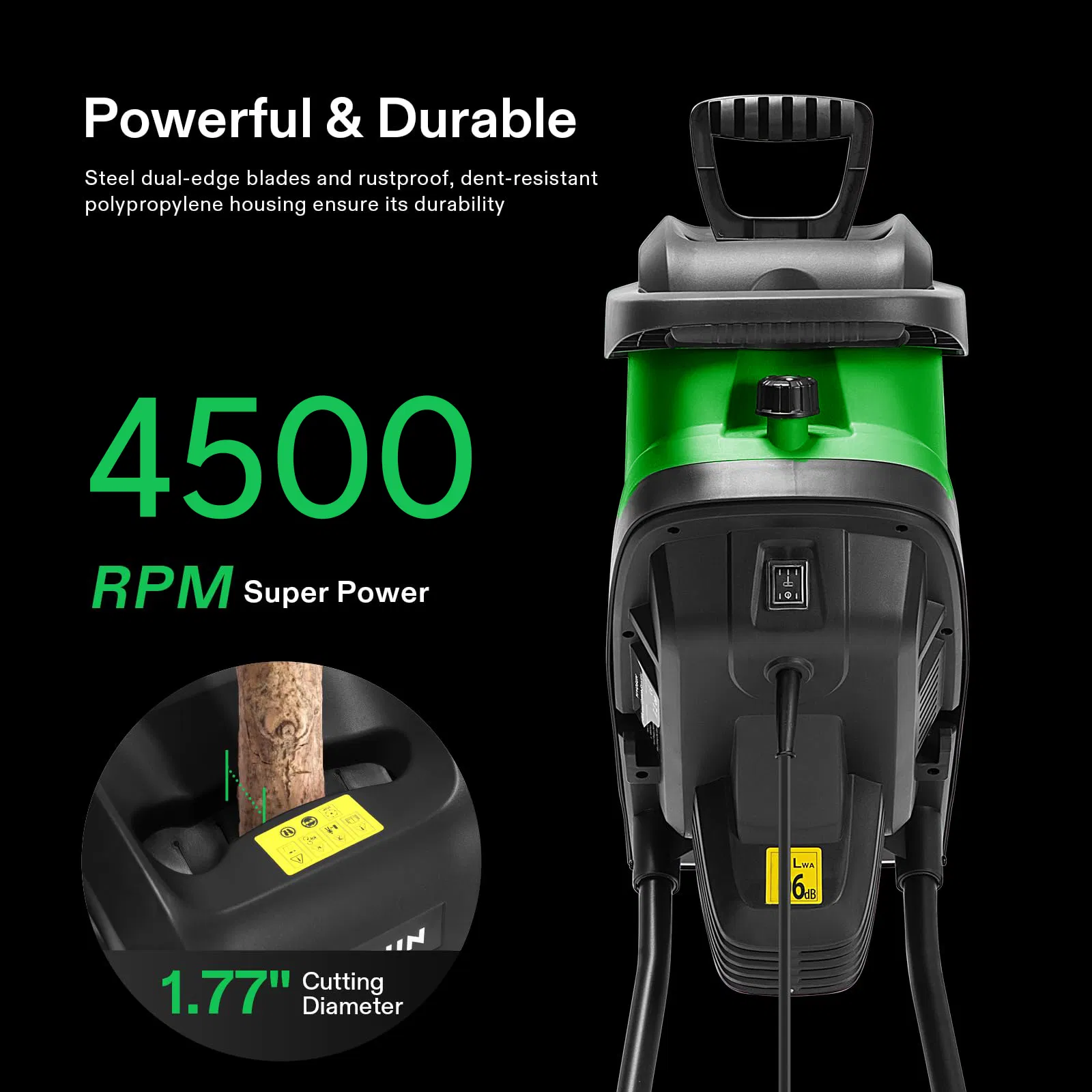 2400W Cost-Effective Mini Wood Branch Crusher Electric Garden Chipper Shredder (EGS001-D)