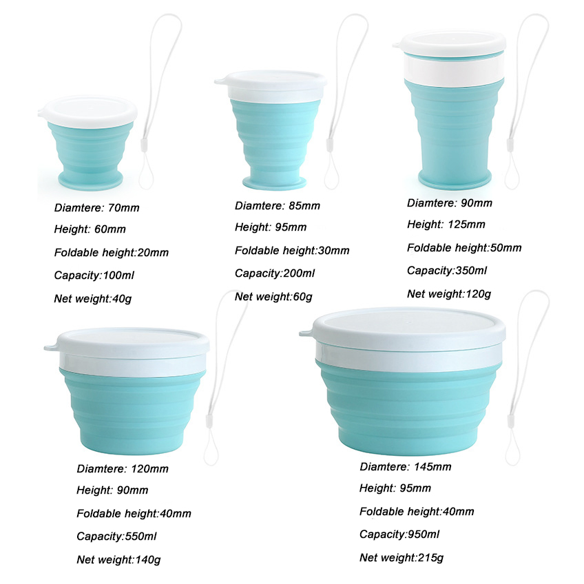 Eco Friendly Reusable Custom Flexible Smart Silicone Collapsible Coffee Cup Mug