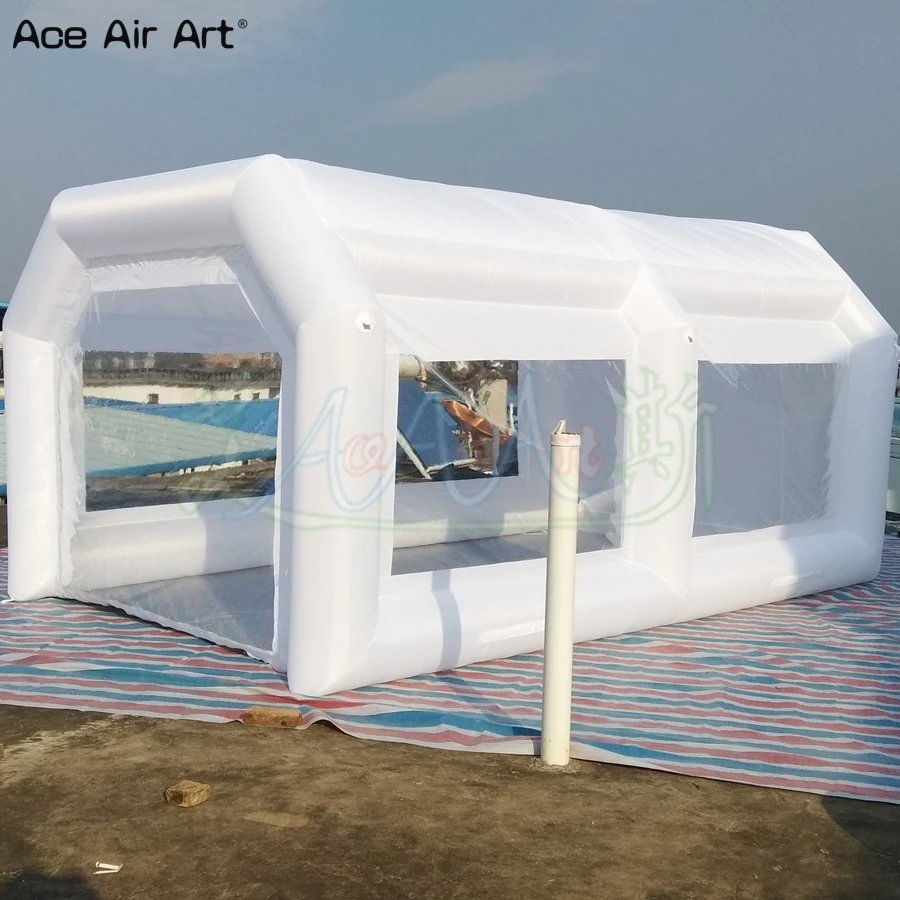 Mobile Brighter White Inflatable Painting Booth Outdoor Garage Spray Booth with Good Price and 2 Air Blowers