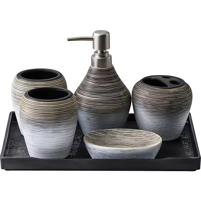Modernist Sanitary Ware Delicacy Ceramic Bath Accessories Elegant Luxury 4PCS Bathroom Set