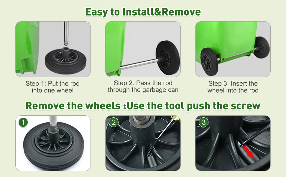 Trash Can Spare Parts Wheelbarrow, Rubbish Holder Wheel Dolly Rubber Wheels Garbage Can Caster