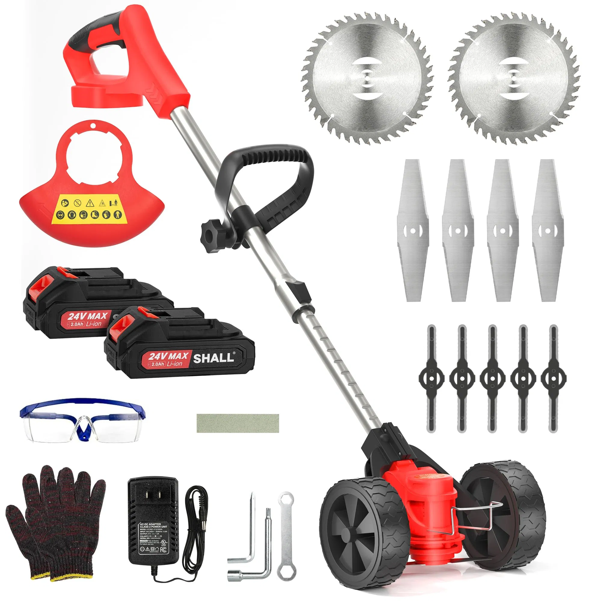 Walking Behind Push Grass Cutter Hand Held Types Lawn Mower 1800W with Wheel Engine Battery Operated on Rechargeable Battery 24V