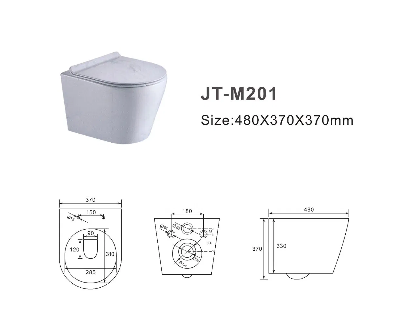 European Design Styles Classical Model Wall-Hunge Ceramic Toilets and Bidets Wall-Hunge Mountedand Faucets