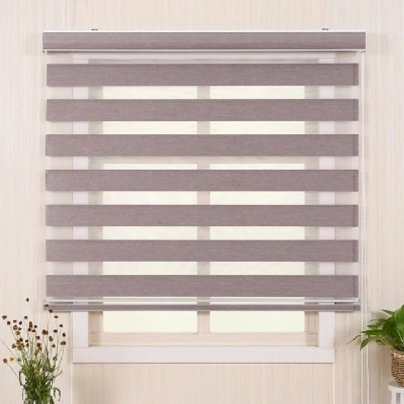 Jute Fabric Curtain Day and Night Double Layer Zebra Blinds Roller Shades Linen