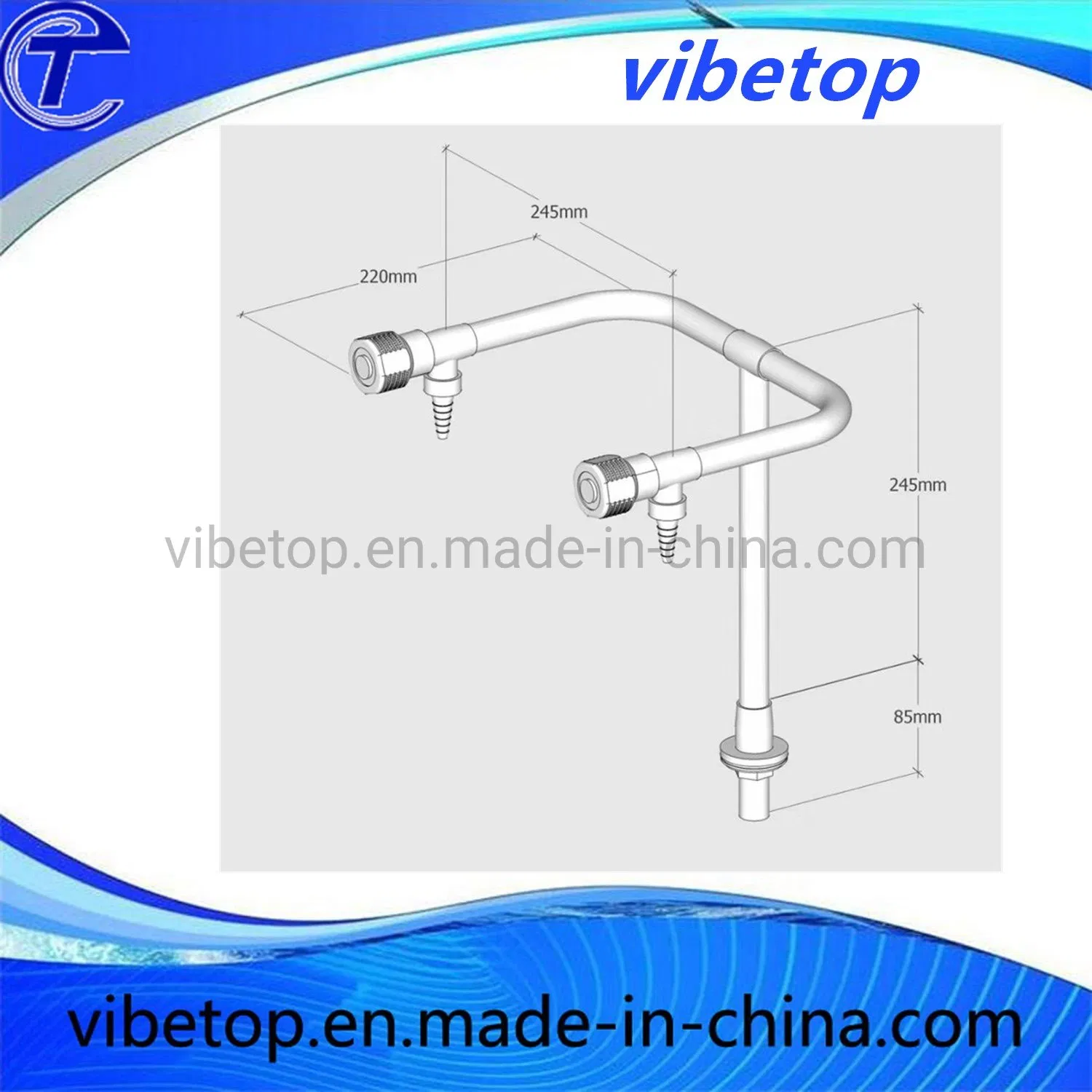 Copper Lab Tap Single Hole Double Handle Laboratory Faucet