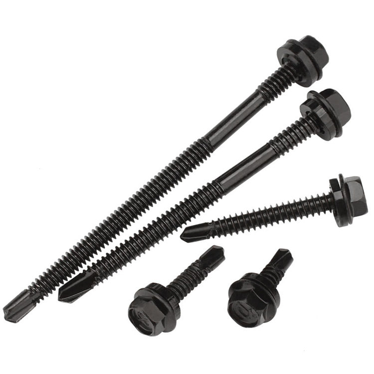 M4.2 M4.8 Black Zinc Coated 410 Stainless Steel Self Tapping Sheet Metal Tex Hex Washer Head Self Drilling Screws