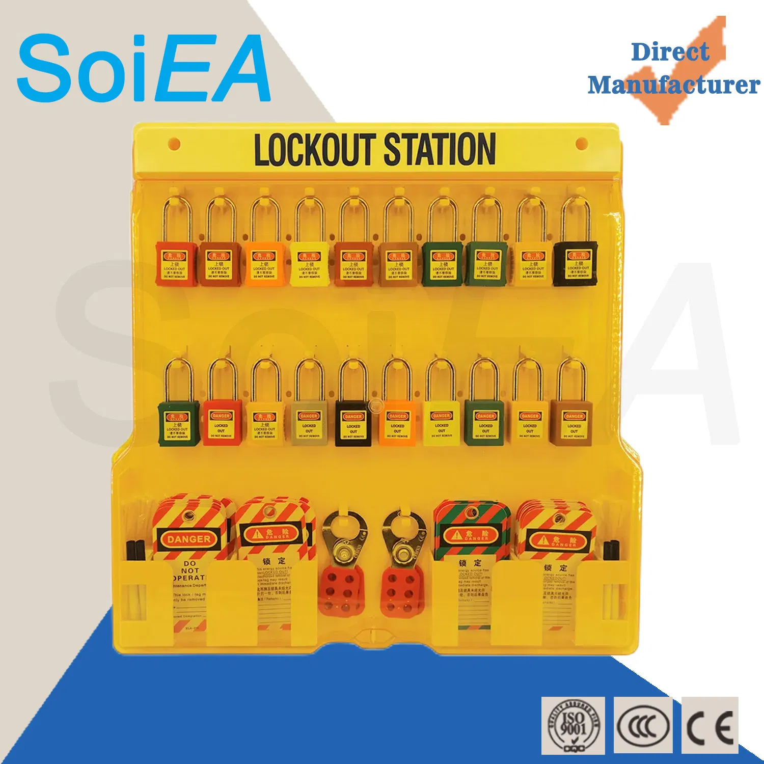 China High Security Factory OEM Safety Box Kit 20PCS Padlocks Lockout Station