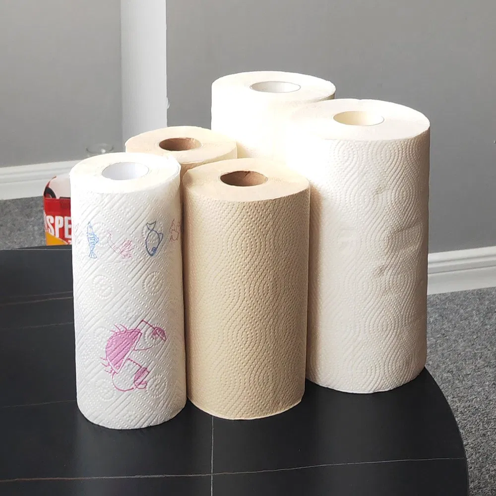Hygienic Disposable Kitchen Paper Towel Full Embossing Printed Kitchen Paper Towels Tissue Roll
