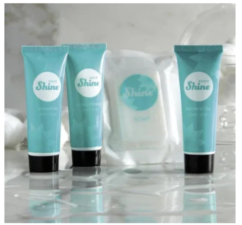 OEM Disposable Travel Hotel Amenities Silk Print Safety Seal Shampoo Conditioner Wash Lotion