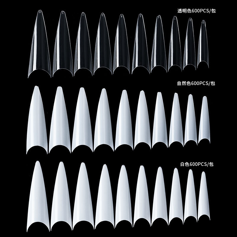 Professional 600PCS/Bag Acrylic Long Full Cover Easy Coffin Sharp Nail Art Tips