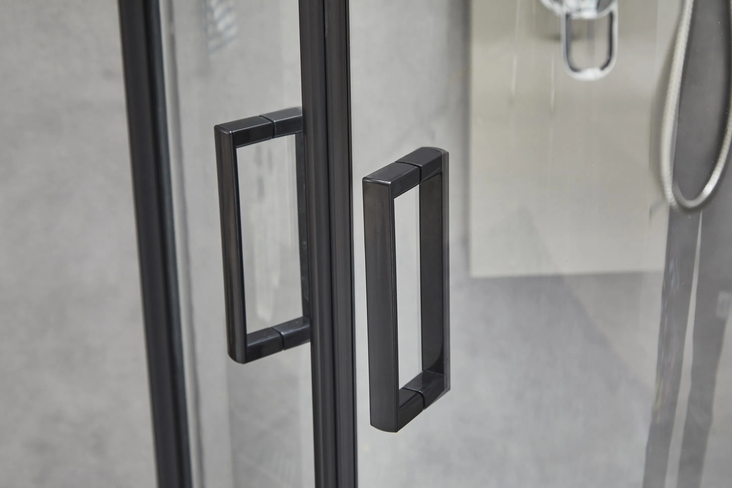 Shower Enclosure, Shower Room with Sliding Double Door and Roller, Extra Shower Panel Available, Showerroom with Black Stone Foundation, 5mm Glasses, Matt Black