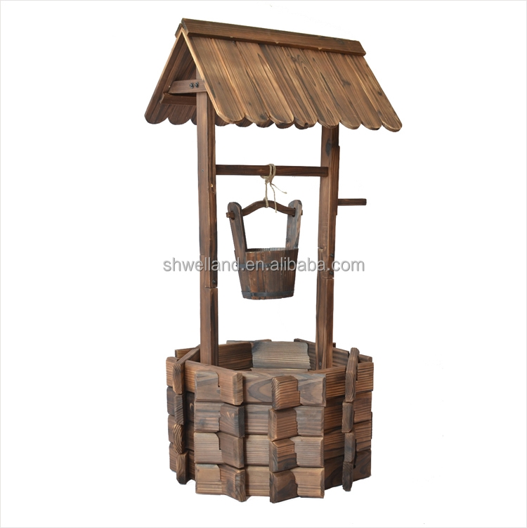 Antique Outdoor Garden Wooden Fountains with Top Roof and Under Water Motor