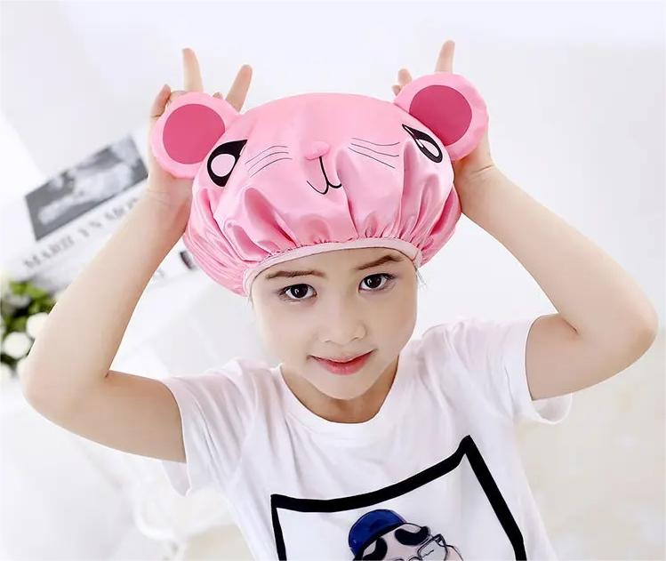 Cute Kids Shower Cap Funny Cartoon Shower Bath Hair Waterproof Caps