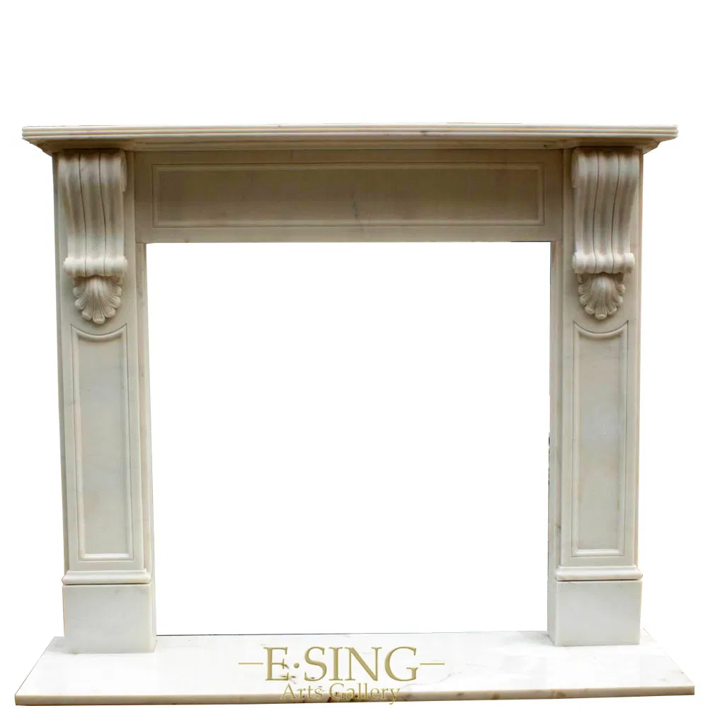 Indoor Usage Large Sculpture French Marble Fireplace Surround
