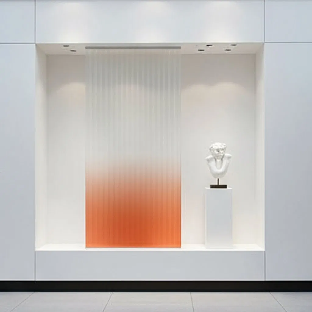 Ultra Clear Patterned Tempered Glass with Custom Satin Finish for Interiors