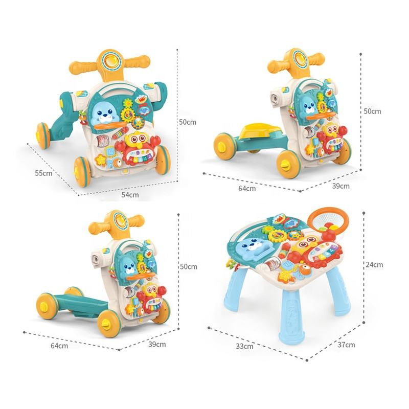 4 in 1 Baby Toys Musical Learning Table and Scooter Baby Walker for Boys and Girls