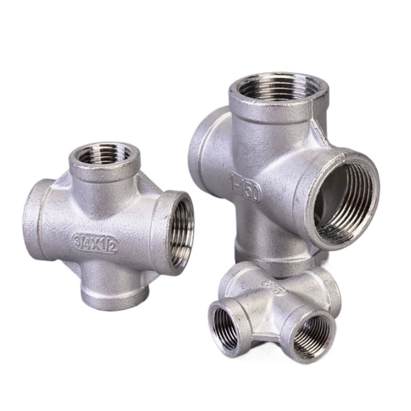 SS316 Corrosion-Resistant 150 Lb Cross Equal Diameter Internal Thread Four-Way Pipe Joint Fittings