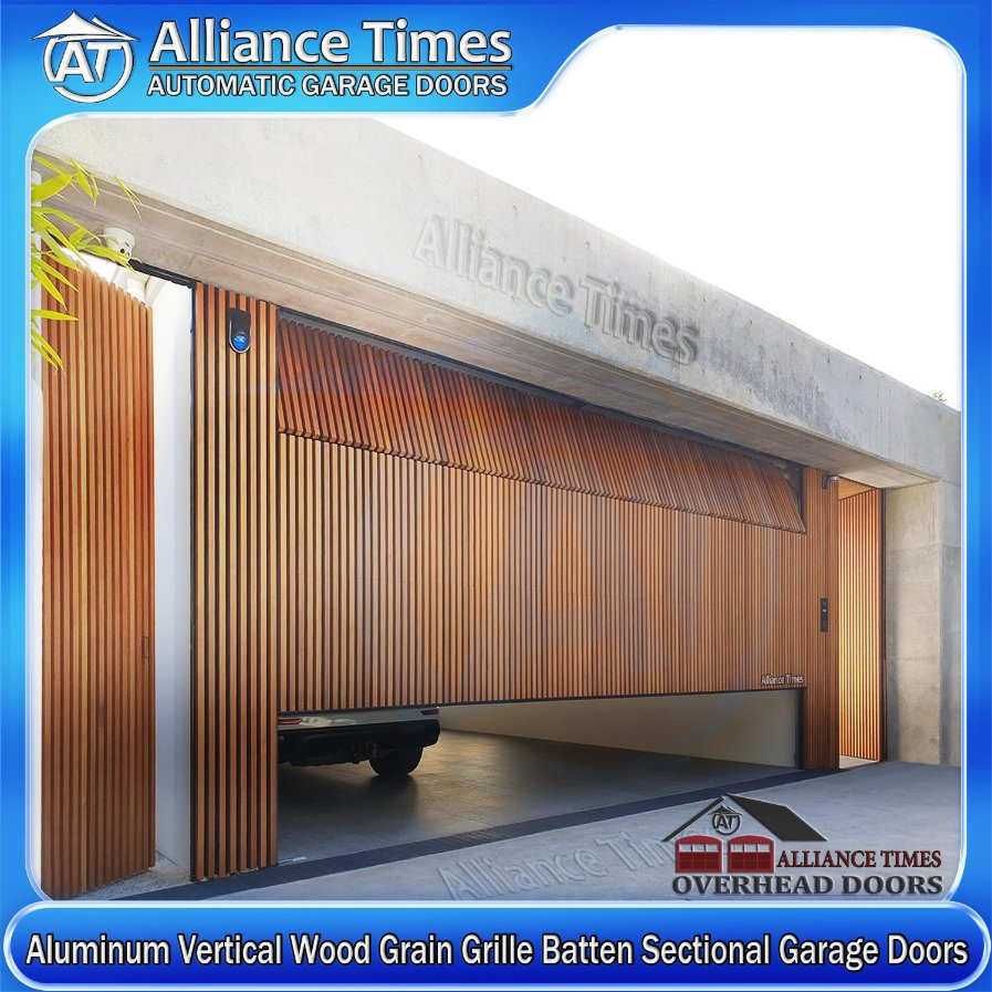Flush Mounted Australian Home Residential Aluminum Woodgrain Grille Battens Sectional Overhead Automatic Garage Doors