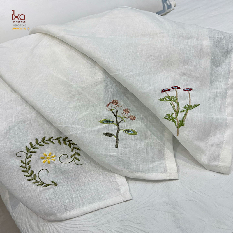 Home Decor Products Christmas Party Decoration Natural Beverage Color Woven Custom Lunch Printed Dinner Embroidery Linen Napkins