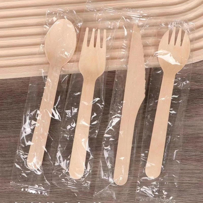 Food-Contacting Grade Biodegradable Eco-Friendly Wooden Fork Knife Spoon
