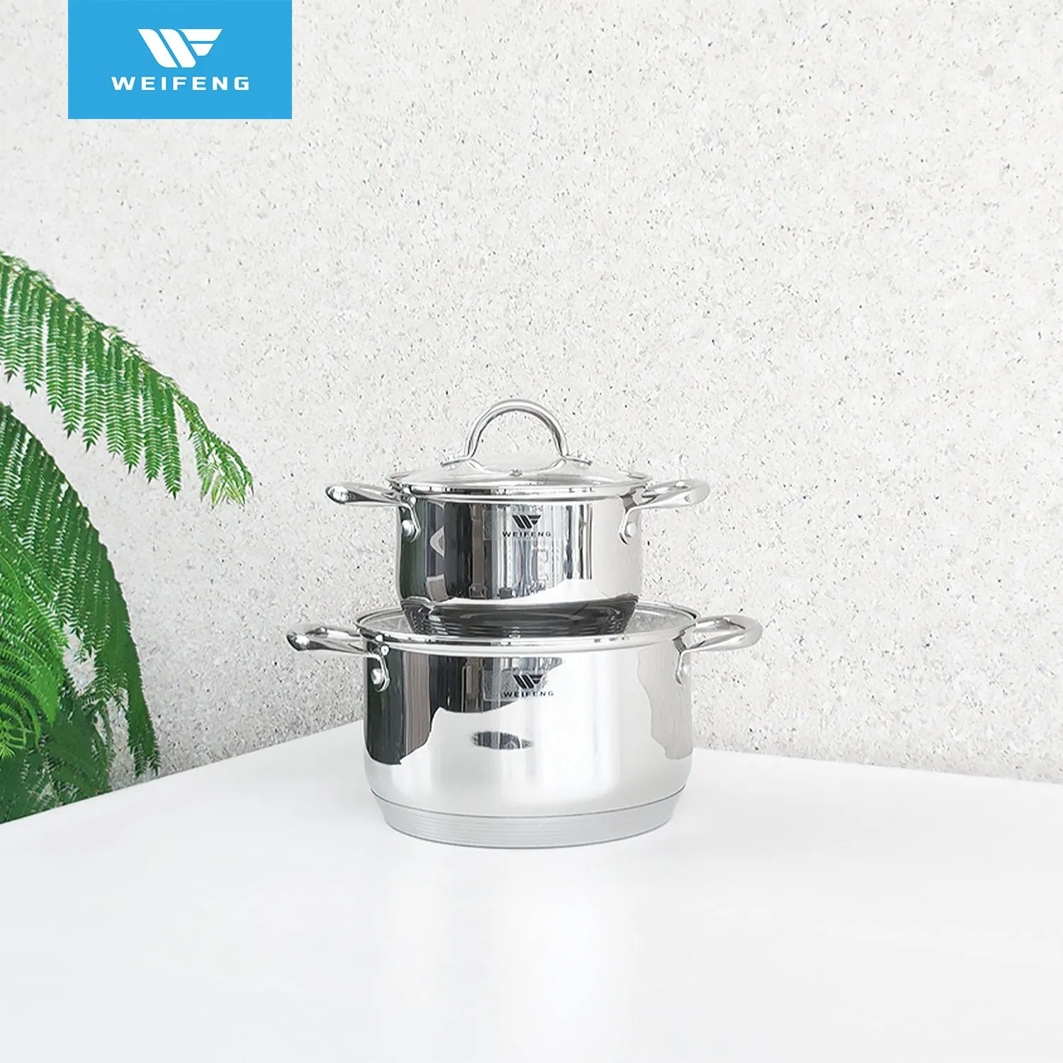 12PCS Durable Stainless Steel Cookware with Hollow Ss Tube Knob