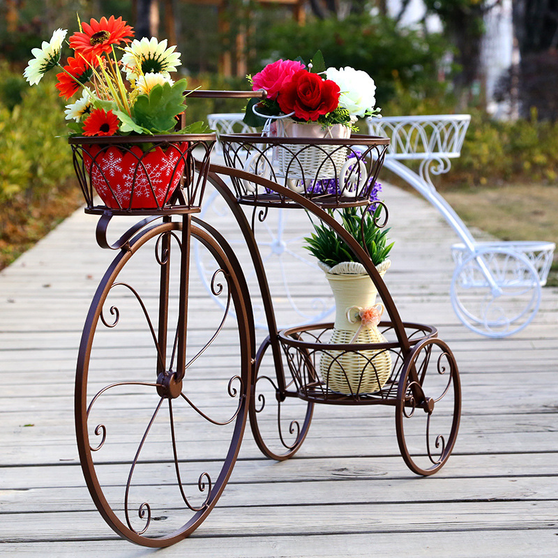 Bicycle Flower Frame Iron Wrought European Styles Balcony Living Room Interior