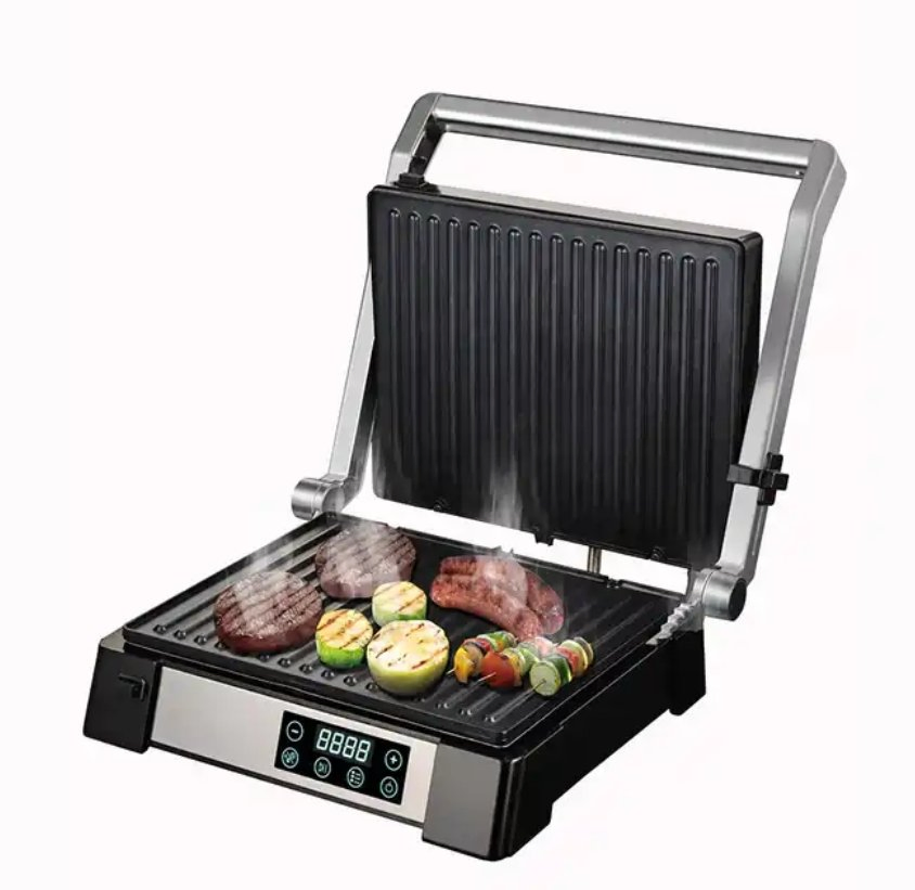 4 Slices Electric Contact Grill Panini Maker with Digital Control Panel