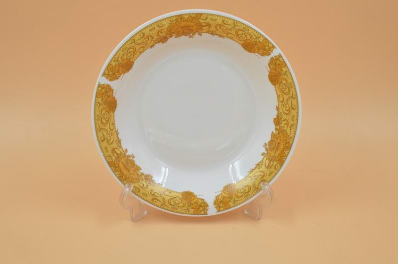 9.25 Inch Omage Soup Plate with Decals Porcelain Ceramics Tableware
