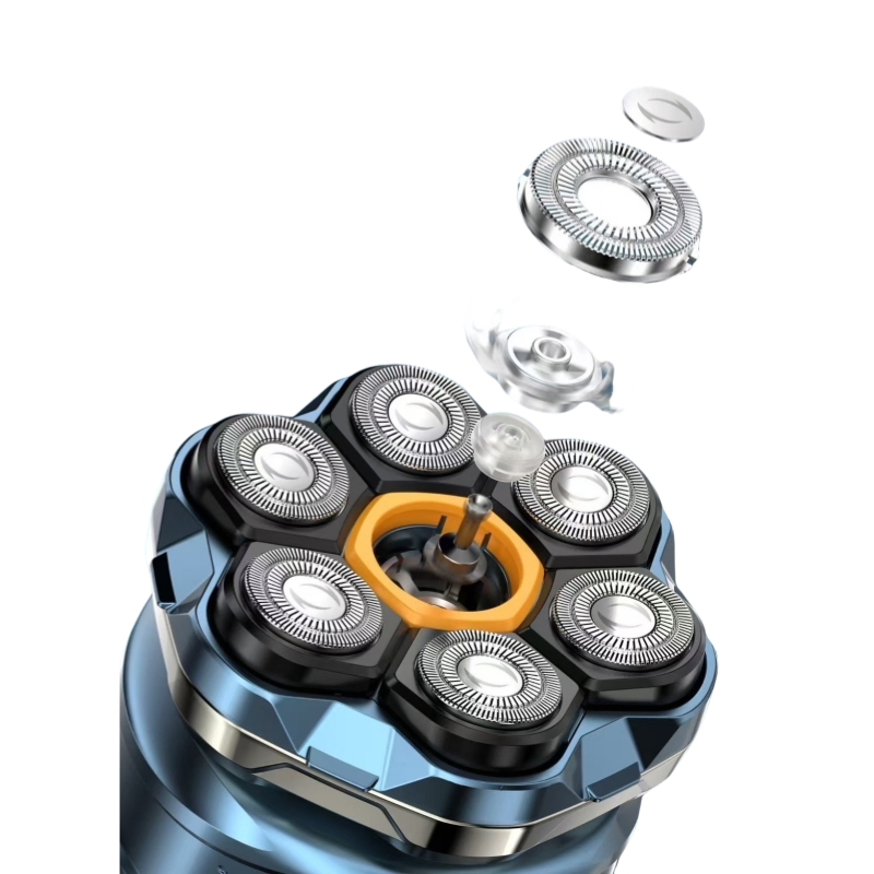 Wet and Dry Bald Head Men Shaver with 7 Floating Knife Blade Facial Rotary Razor