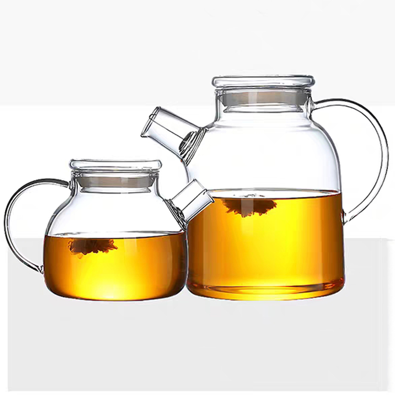 High Borosilicate Heat-Resistant Glass Tea Carafe Water Carafe Pot Kettle with Glass Cover Lid