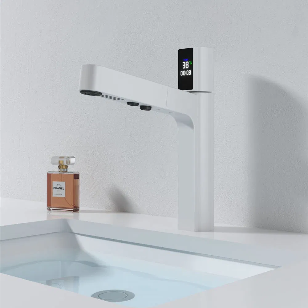 LED Temperature Digital Display Hot Cold Water Mixer Tap Smart Basin Faucet