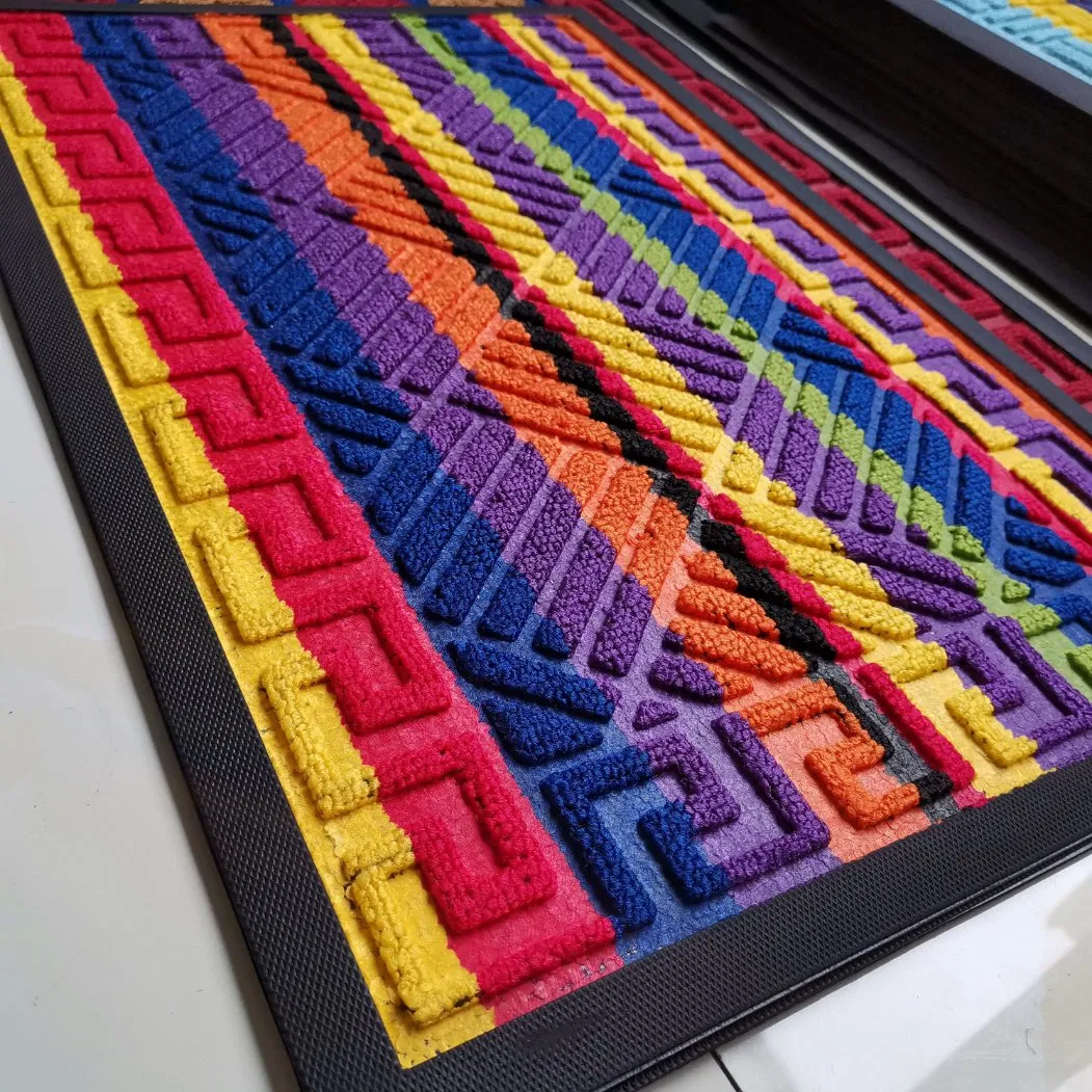 Custom Anti Fatigue Linen Fabric Non-Slip Floor Square Front Door Foot Mat Indoor Clear Kitchen Door Mat