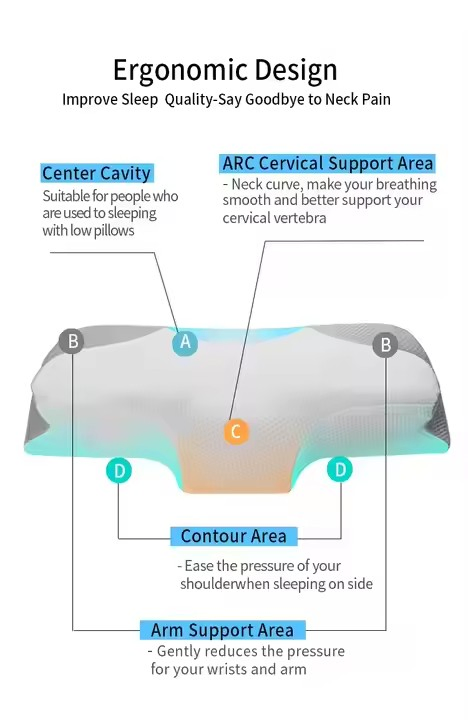 High Quality Custom Shape TPE Memory Foam Pillow Ergonomic Neck Cervical Orthopedic Portable Soft Marine Bed Sleep Pillow