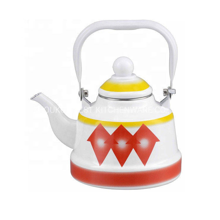 Enamel Tea Kettle with Stainless Steel Handle with Plastic Knob Customerized Design