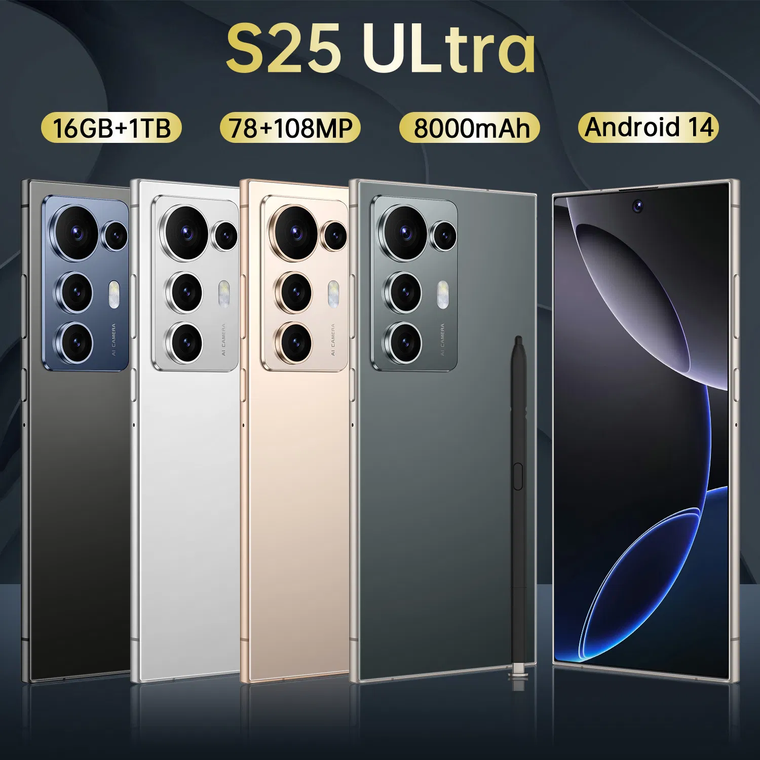S25 Ultra 16GB+1tb Original Smartphone 7inch Unlocked Dual Card 5g Smart Phone HD OEM HD Beauty New Smartphone