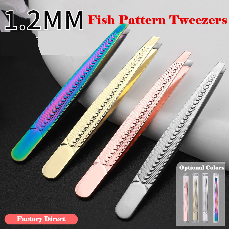 Stainless Steel Facial Hair Remover Eyebrow Precision Beauty Slant Tip Eyelash Tweezer