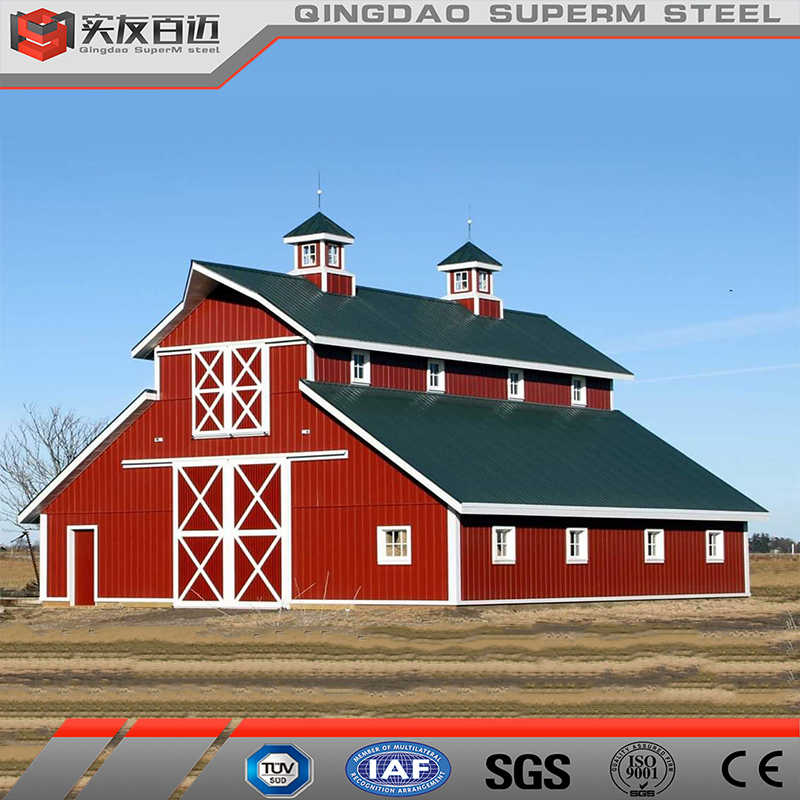 Qingdao Superm Storage Agricultural Pole Metal Barns Prefabricated Steel Structure Barn