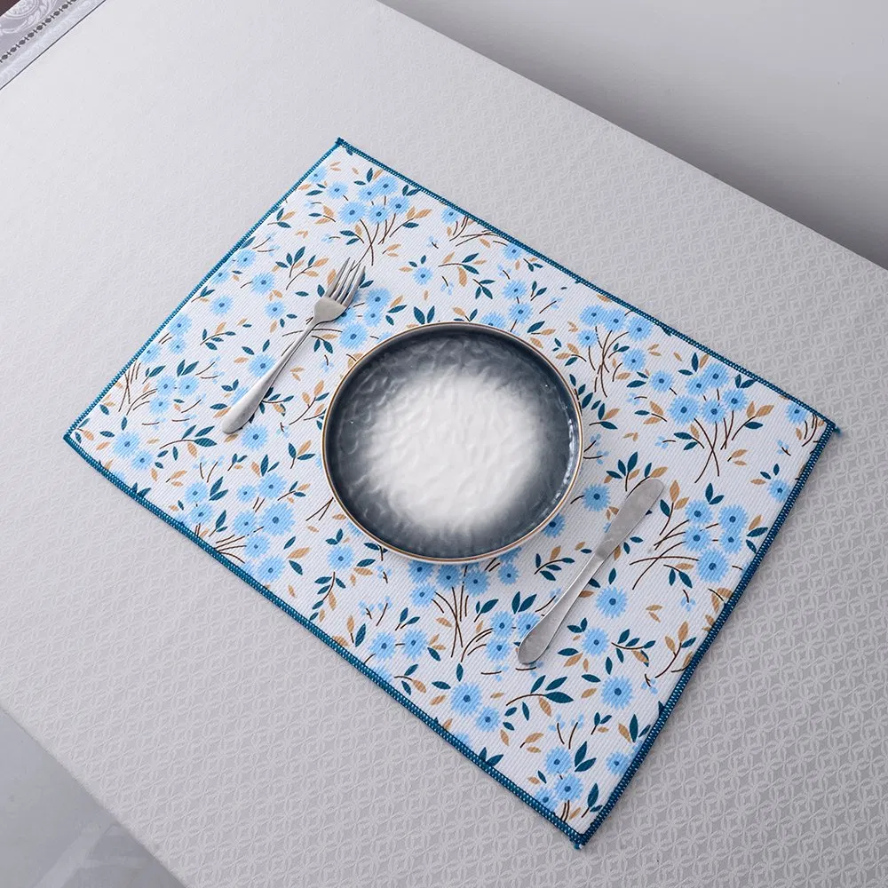 Custom Rectangle Tableware Tea Dish Mat Polyester Home Kitchen Dish Drying Mat