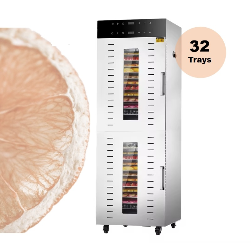 Stainless Steel Double Rooms Touch Control 32 Trays Commercial Dryer Food Dehydrator